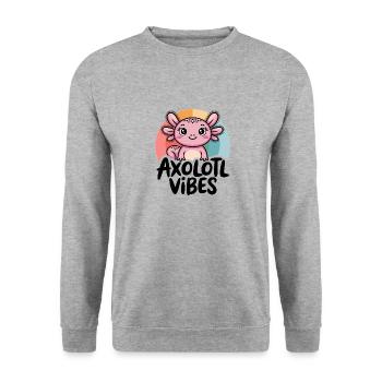 Axolotl Vibes - Dessin animé de salamandre mignonne - Sweat-shirt Unisexe - gris chiné - Devant - Alina (178cm) & Michal (187cm)