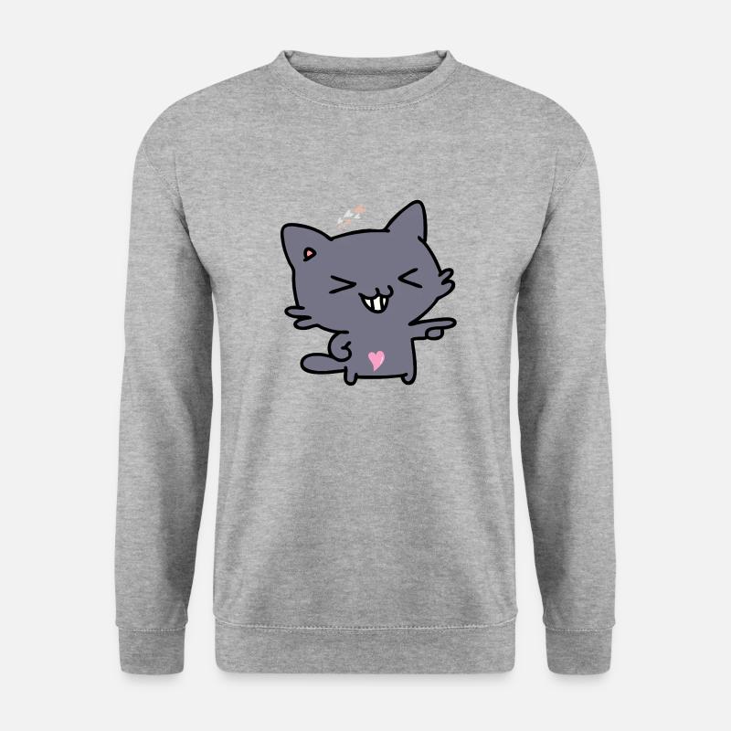 Katze - Unisex Pullover - Weißgrau meliert
