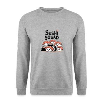 Sushi Squad – L’équipe Kawaii Nigiri - Sweat-shirt Unisexe - gris chiné - Devant - Alina (178cm) & Michal (187cm)