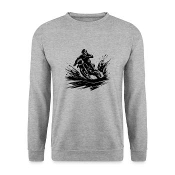 Extremsport Motorrad im spektakulären Drift - Unisex Pullover - Weißgrau meliert - Vorne - Alina (178cm) & Michal (187cm)