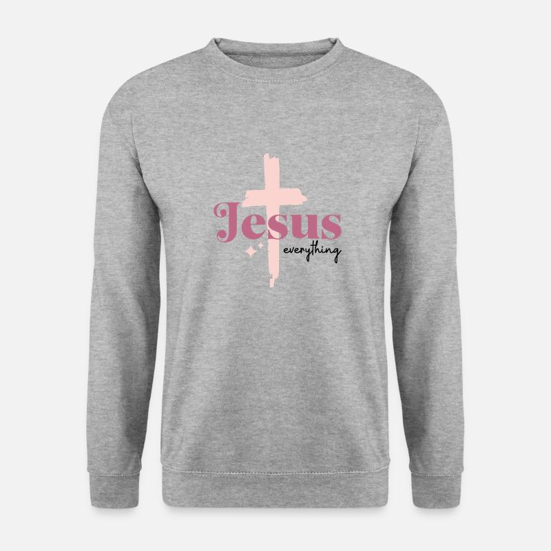 Jesus everything - Unisex Pullover - Weißgrau meliert
