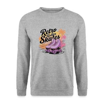 Retro Roller Skates – 80s Vibes - Unisex Pullover - Weißgrau meliert - Vorne - Alina (178cm) & Michal (187cm)