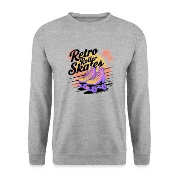 Retro Roller Skates – 80s Vibes - Unisex Pullover - Weißgrau meliert - Vorne - Alina (178cm) & Michal (187cm)