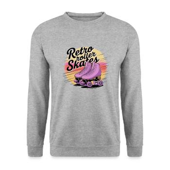 Retro Roller Skates – 80s Vibes - Unisex Pullover - Weißgrau meliert - Vorne - Alina (178cm) & Michal (187cm)