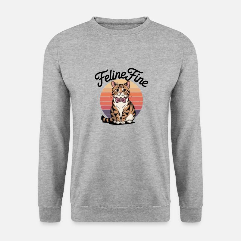 Feline Fine – Retro Sunset Cat - Unisex Sweatshirt - salt & pepper
