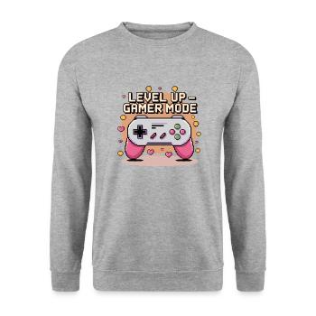 Montée de niveau – Mode joueur - Sweat-shirt Unisexe - gris chiné - Devant - Alina (178cm) & Michal (187cm)