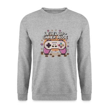 Montée de niveau – Mode joueur - Sweat-shirt Unisexe - gris chiné - Devant - Alina (178cm) & Michal (187cm)