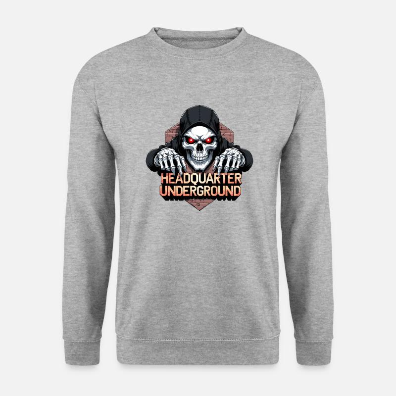 Gangster Skull, - Unisex Pullover - Weißgrau meliert
