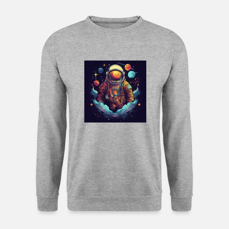Astronaut im All - Unisex Pullover - Weißgrau meliert