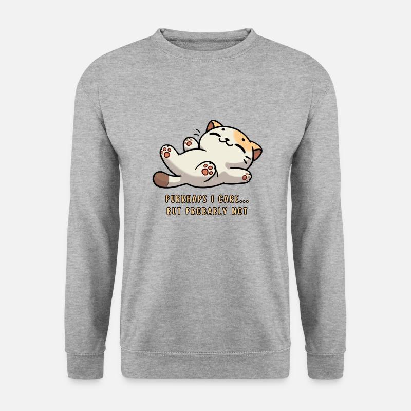 Niedliche Katze Purrhaps I care...but probably not - Unisex Pullover - Weißgrau meliert