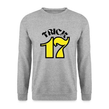 Trick 17 Retro Clever Slogan - - Unisex Pullover - Weißgrau meliert - Vorne - Alina (178cm) & Michal (187cm)