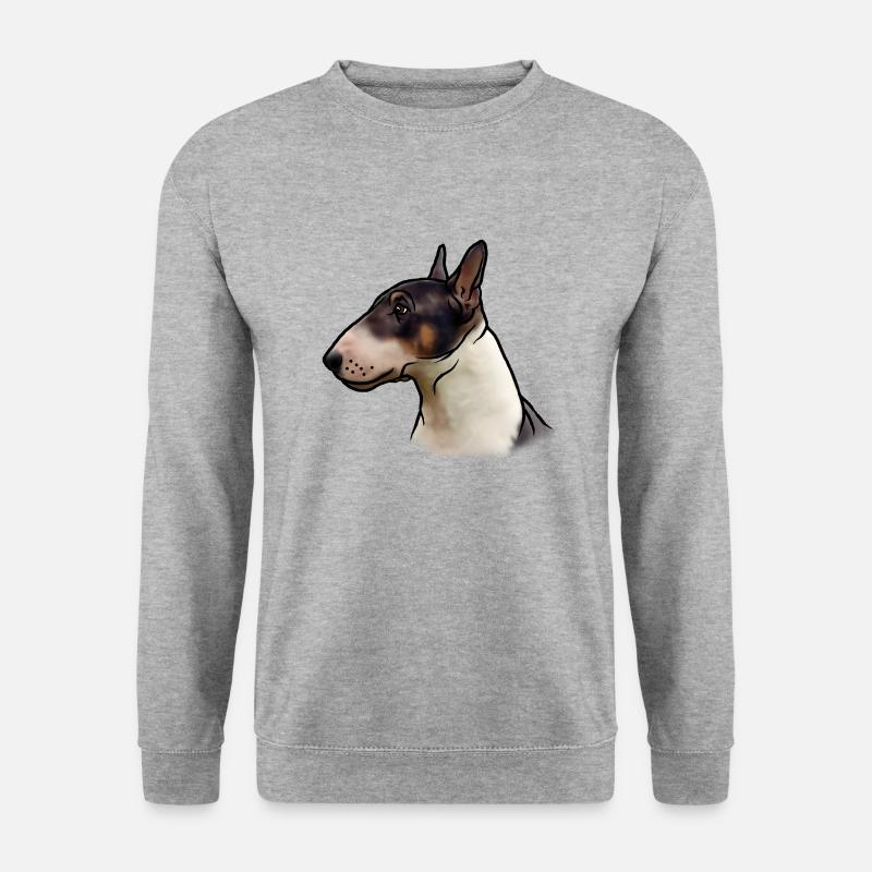 Miniatur Bullterrier Kopf - Unisex Pullover - Weißgrau meliert