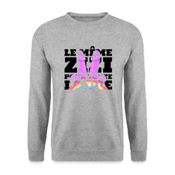 LE MÊME ZIZI POUR TOUTE LA VIE EVJF FUTURE MARIÉE - Sweat-shirt Unisexe - gris chiné - Devant - Alina (178cm) & Michal (187cm)