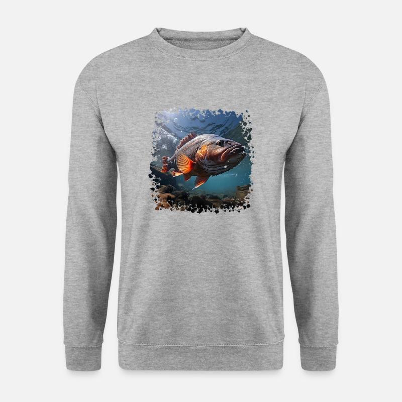 Ein kapitaler Barsch - Unisex Pullover - Weißgrau meliert