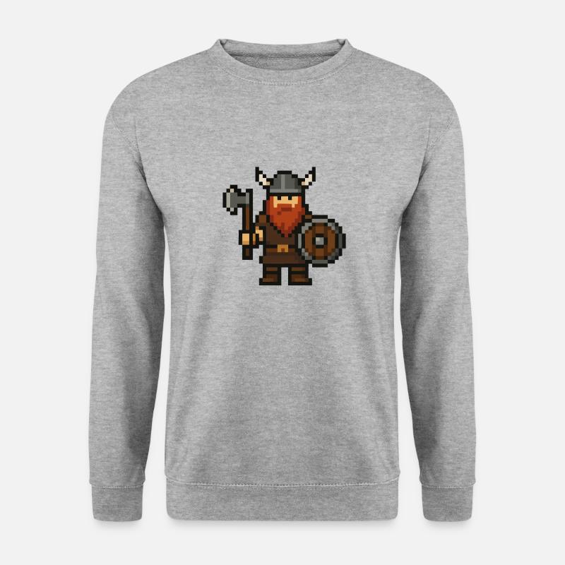 wikinger pixel - Unisex Pullover - Weißgrau meliert