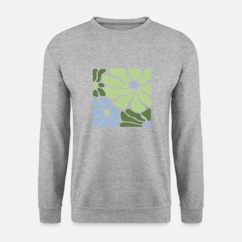 Retro Flower - Unisex Pullover - Weißgrau meliert