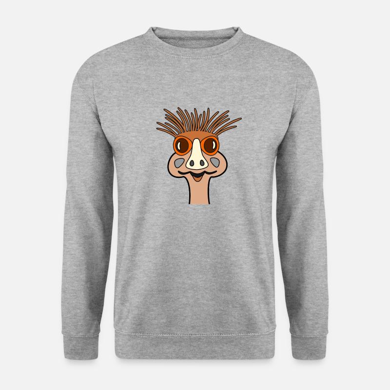 Vogel Strauss - Unisex Pullover - Weißgrau meliert