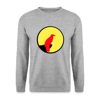 Vogel sitzt Mond nachts Klippe Werwolf heulen Wolf - Unisex Pullover - Weißgrau meliert - Vorne - Alina (178cm) & Michal (187cm)