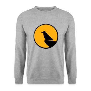oiseau assis lune la nuit falaise loup-garou loup hurlant - Sweat-shirt Unisexe - gris chiné - Devant - Alina (178cm) & Michal (187cm)
