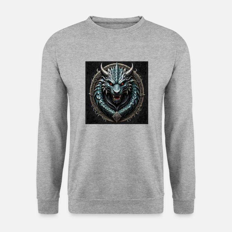 Drache - Unisex Pullover - Weißgrau meliert