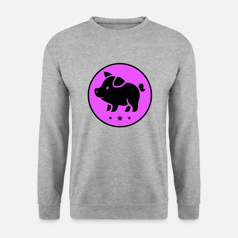 Schwein Ferkel Sau - Unisex Pullover - Weißgrau meliert