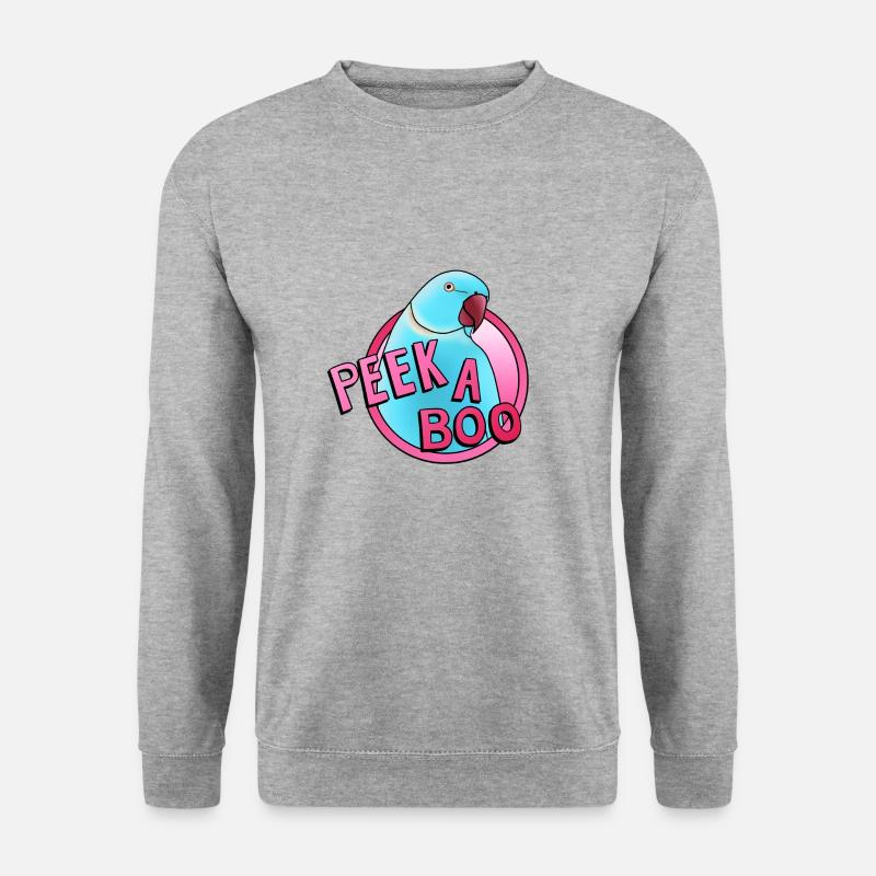 blauer Halsbandsittich „Peek-a-boo“ - Unisex Pullover - Weißgrau meliert