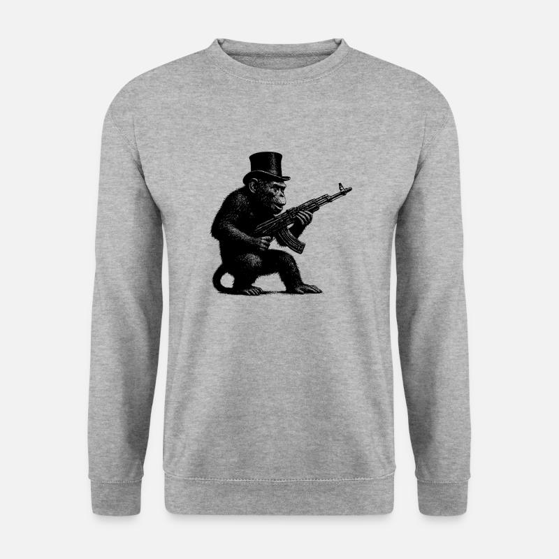 Monkey with machine gun - Unisex Sweatshirt - salt & pepper