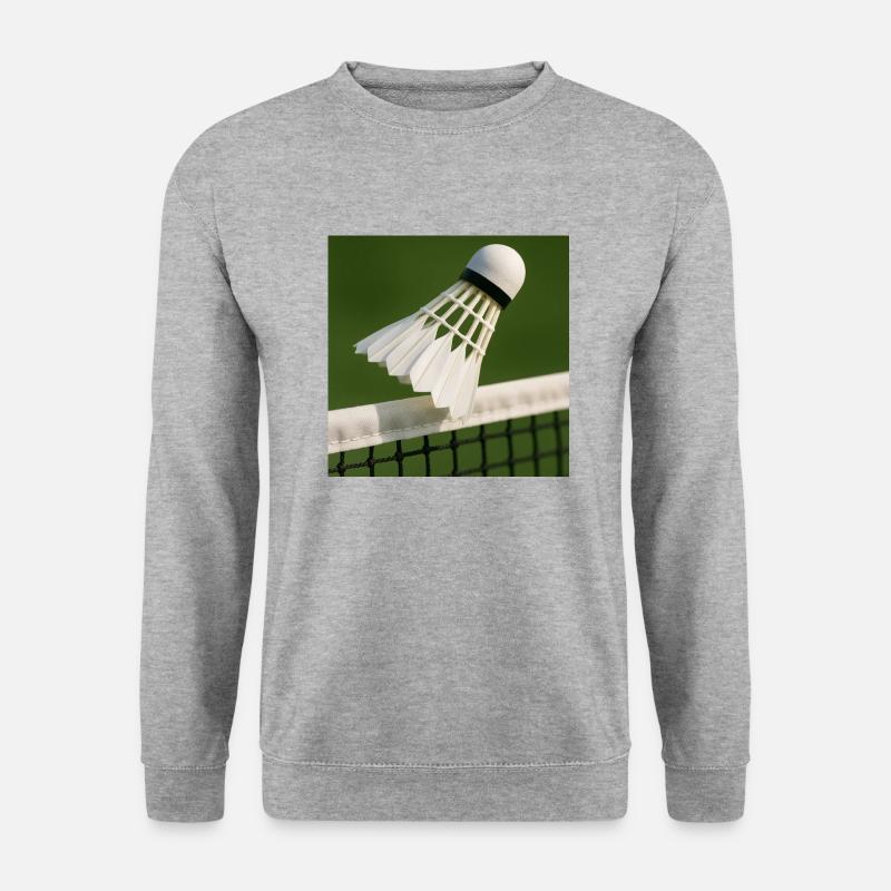 Badminton - Ball über Netz - Unisex Pullover - Weißgrau meliert