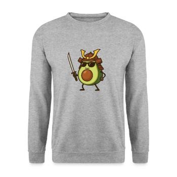 avocado samurai - Unisex Pullover - Weißgrau meliert - Vorne - Alina (178cm) & Michal (187cm)