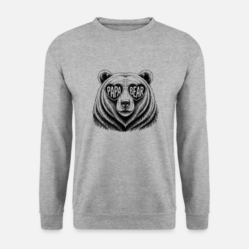 Papa ours - Unisex Pullover - Weißgrau meliert