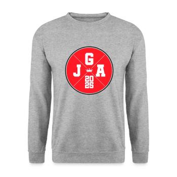 Jga 2025 Krone Junggesellen - Unisex Pullover - Weißgrau meliert - Vorne - Alina (178cm) & Michal (187cm)
