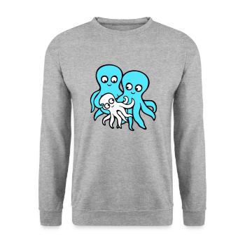 Pieuvre Maman Papa Enfant Bébé Mère Père Famille - Sweat-shirt Unisexe - gris chiné - Devant - Alina (178cm) & Michal (187cm)