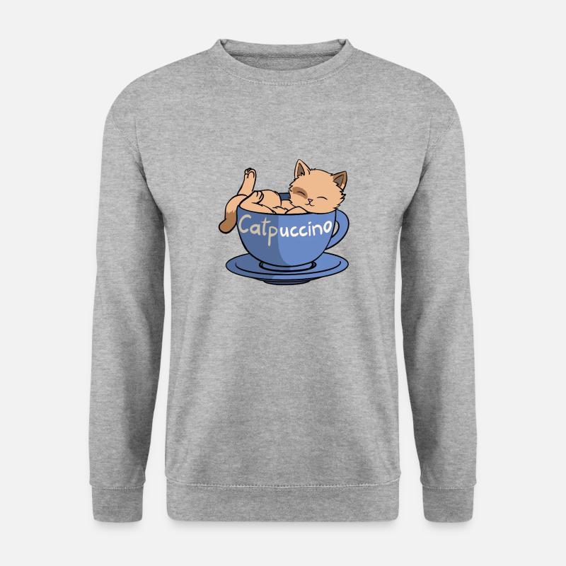 Catpuccino - Unisex Pullover - Weißgrau meliert