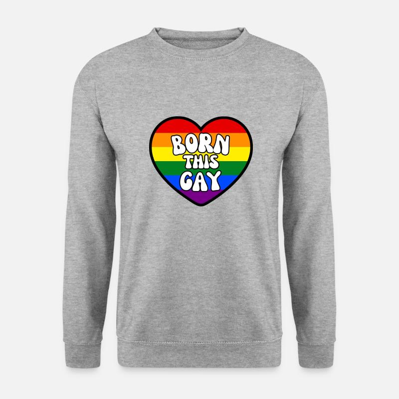 born this gay - Unisex Pullover - Weißgrau meliert