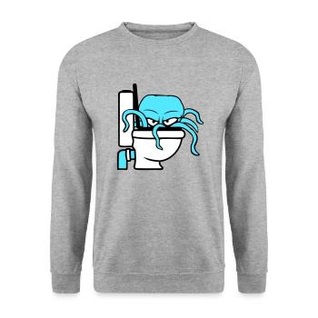Octopus in Toilet Toilet Toilet Toilet Bowl Toilet Flush - Unisex Sweatshirt - salt & pepper - Front - Alina (178cm) & Michal (187cm)