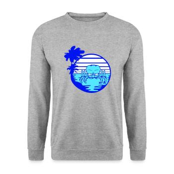 Oktopus Meer Sonnenuntergang Strand Urlaub Linien - Unisex Pullover - Weißgrau meliert - Vorne - Alina (178cm) & Michal (187cm)