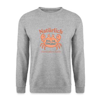 Krebs Sternzeichen - Sensibel Spruch Krebs - Unisex Pullover - Weißgrau meliert - Vorne - Alina (178cm) & Michal (187cm)
