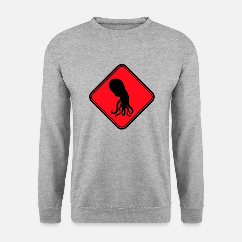 Octopus Danger Sign Caution Warning - Unisex Sweatshirt - salt & pepper