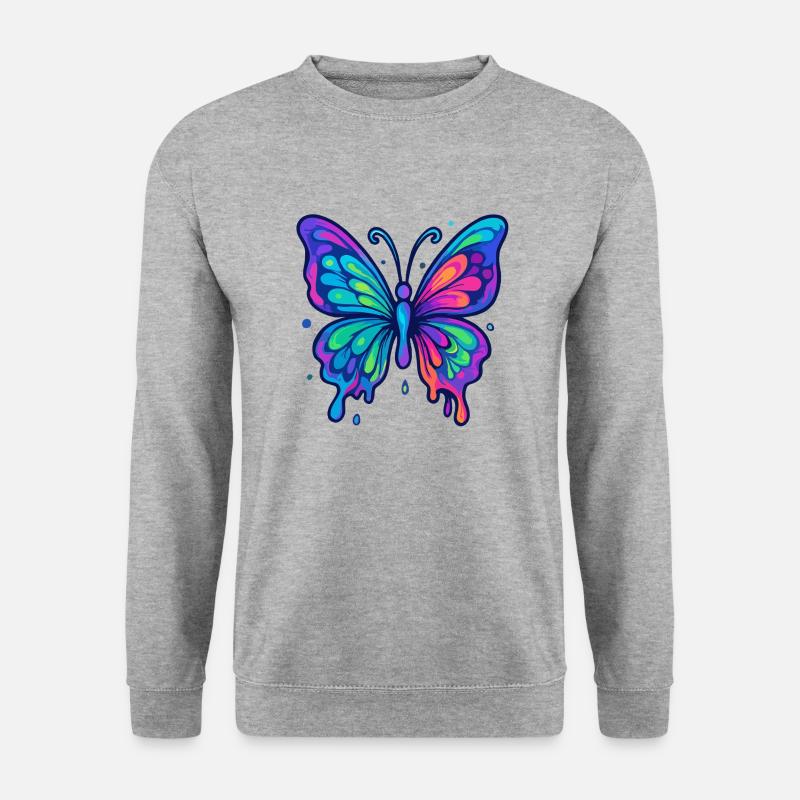 Regenbogen Schmetterling - Unisex Pullover - Weißgrau meliert