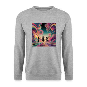 Geboren zum Boogie - Unisex Pullover - Weißgrau meliert - Vorne - Alina (178cm) & Michal (187cm)