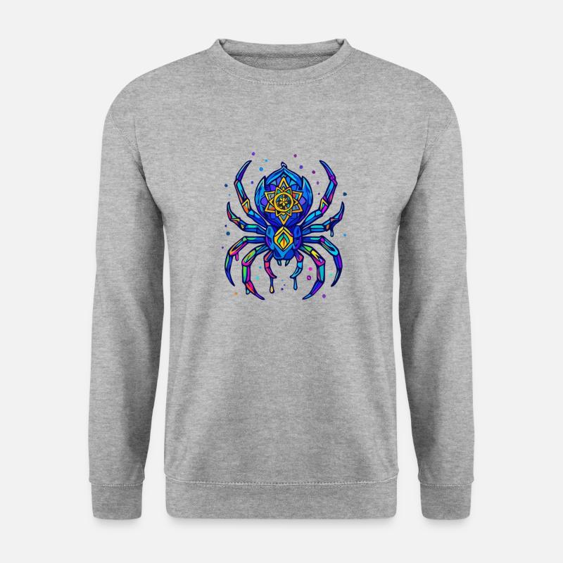 Neon Spinne - Unisex Pullover - Weißgrau meliert