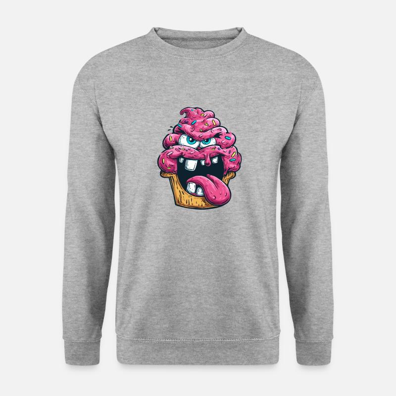Durchgeknallter Cupcake. - Unisex Pullover - Weißgrau meliert
