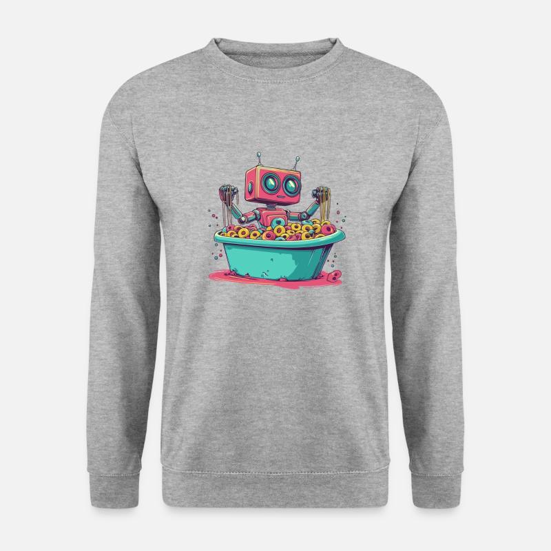 Donut Droid - Unisex Pullover - Weißgrau meliert