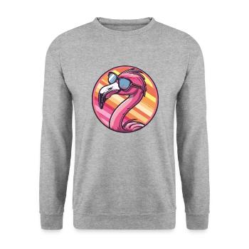 Flamingo Comic Cool - Unisex Sweatshirt - salt & pepper - Front - Alina (178cm) & Michal (187cm)
