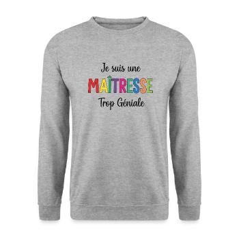 Ich bin ein zu guter Lehrer - Unisex Pullover - Weißgrau meliert - Vorne - Alina (178cm) & Michal (187cm)