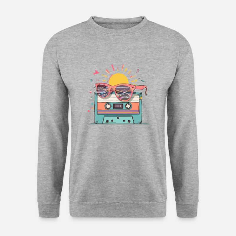 Retro Kassette – Vintage Summer Vibes. - Unisex Pullover - Weißgrau meliert