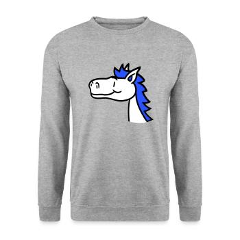 Cheval Mignon Poney Poulain Cheveux longs Mignon Bande dessinée - Sweat-shirt Unisexe - gris chiné - Devant - Alina (178cm) & Michal (187cm)