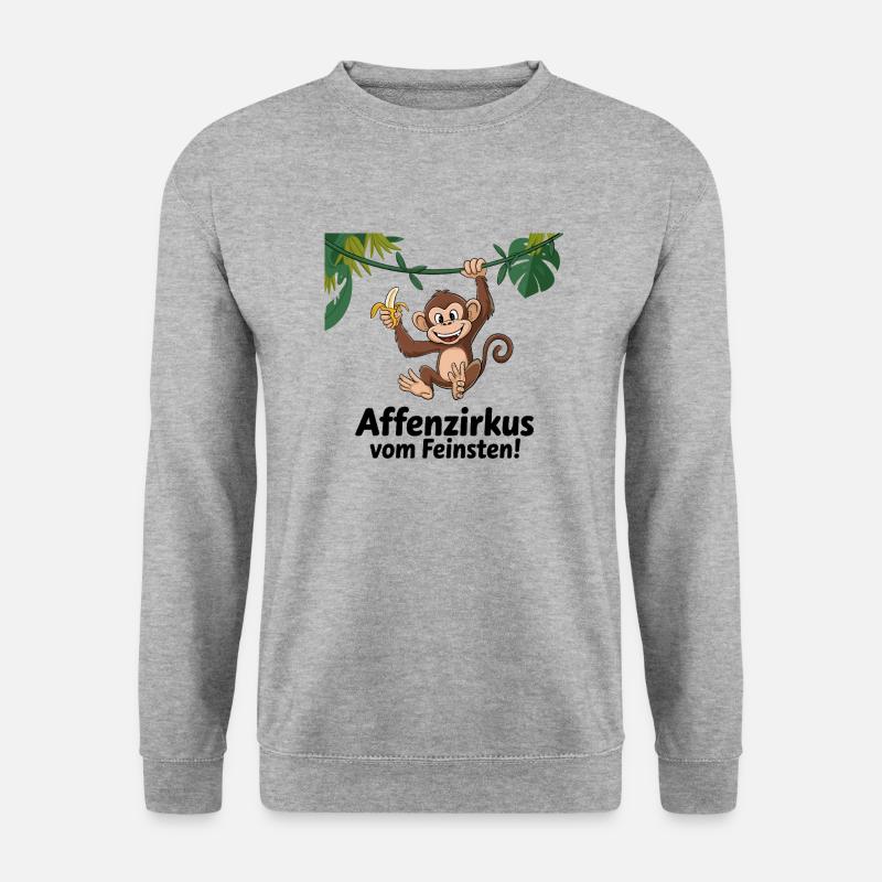 Affenzirkus vom Feinsten – Lustiger Affe - Unisex Pullover - Weißgrau meliert