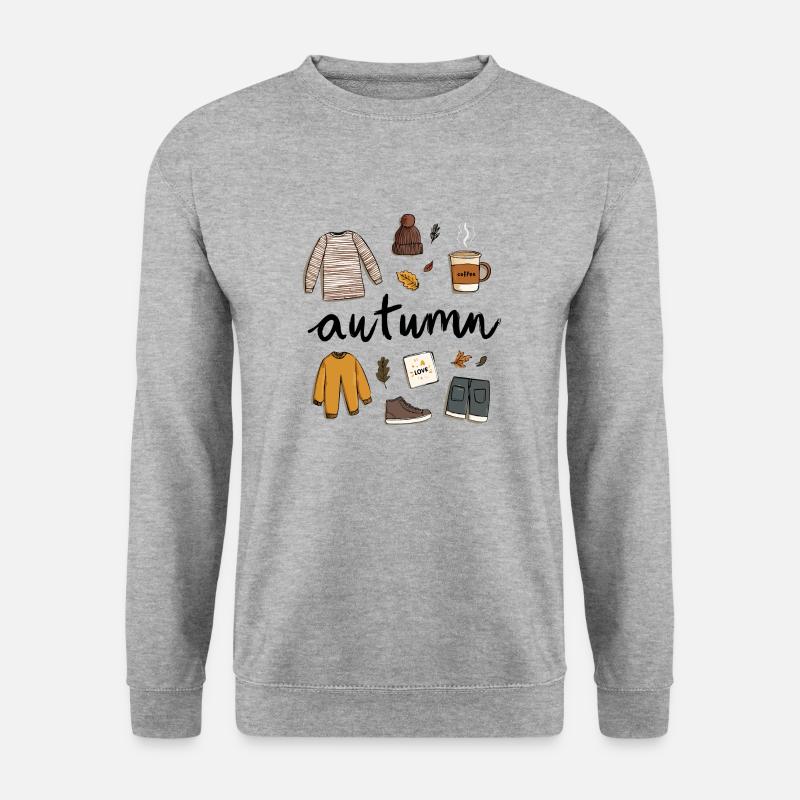 Autumn Vibes – Cozy Herbstillustration. - Unisex Pullover - Weißgrau meliert