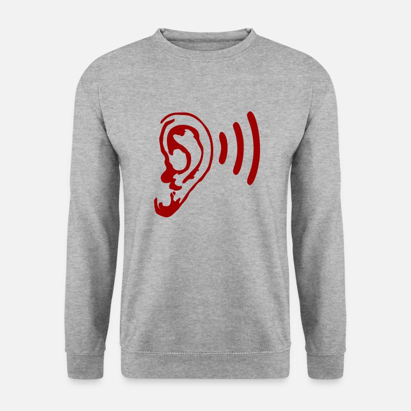 Ohr - Hören - Schall - Musik - Disco - Unisex Pullover - Weißgrau meliert